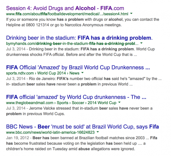 Fifa has an alcohol problem