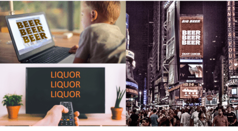 Alcohol advertising avalanche TV Online Digital public space times square marketing